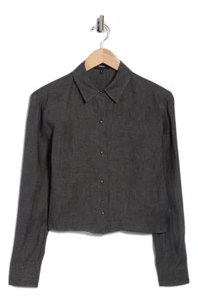 Theory Crop Button-up Shirt In Multi