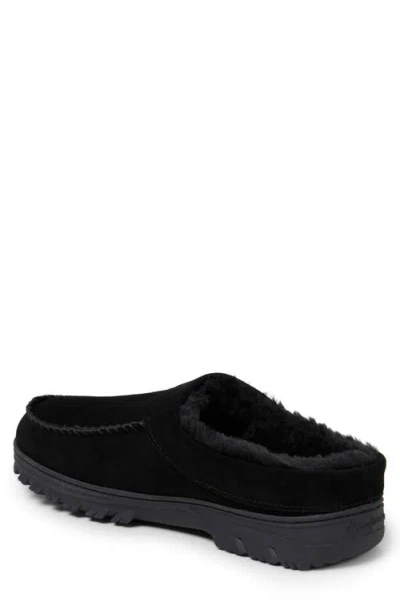 Dearfoams Suede Faux Shearling Lined Clog In Black