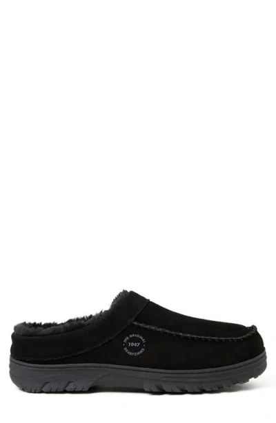 Dearfoams Suede Faux Shearling Lined Clog In Black