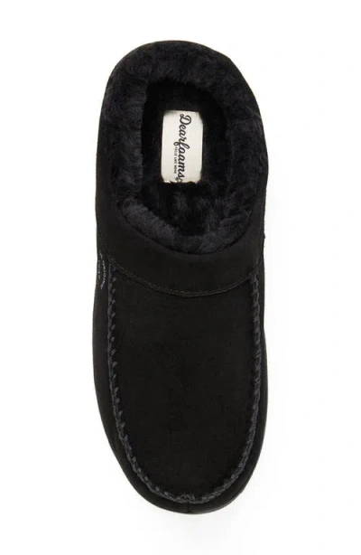 Dearfoams Suede Faux Shearling Lined Clog In Black