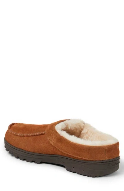 Dearfoams Suede Faux Shearling Lined Clog In Brown