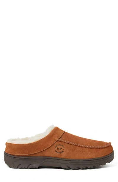 Dearfoams Suede Faux Shearling Lined Clog In Brown