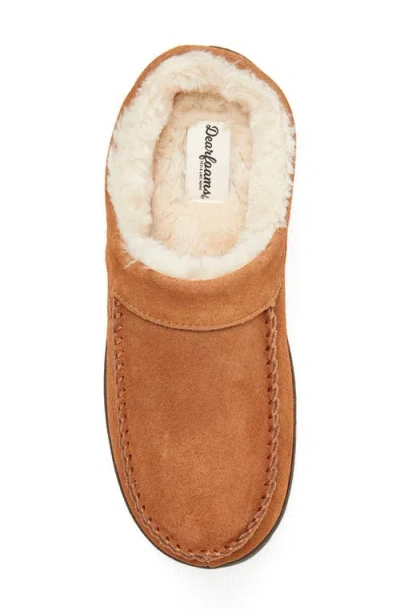 Dearfoams Suede Faux Shearling Lined Clog In Brown