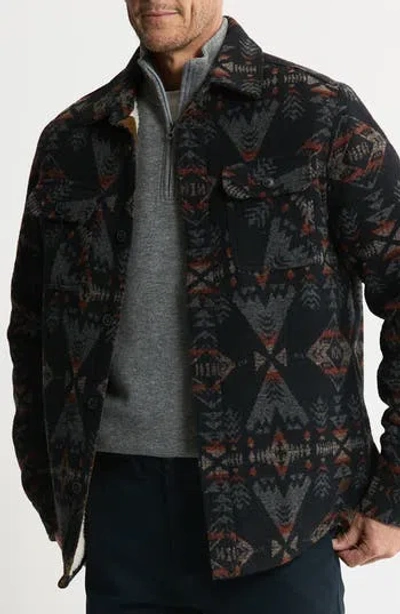Jachs Geometric Jacquard Faux Shearling Lined Jacket In Multi
