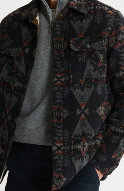 Jachs Geometric Jacquard Faux Shearling Lined Jacket In Multi