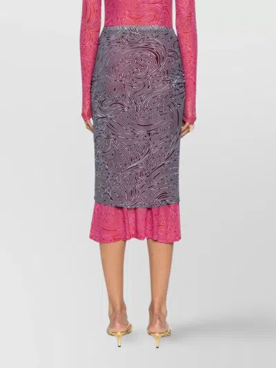 Dries Van Noten Abstract Layered Midi Skirt Turtleneck In Pink