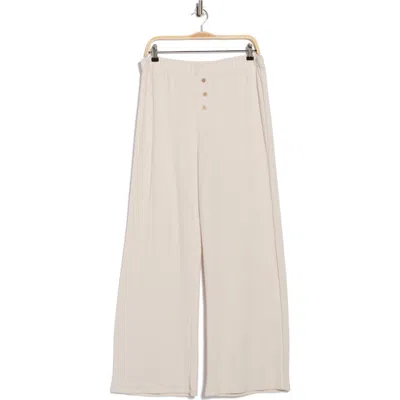 Renee C Button Detail Knit Wide Leg Pants In Neutral