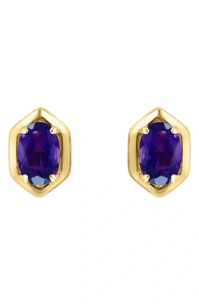 Effy Oval Purple Amethyst Stud Earrings In Blue
