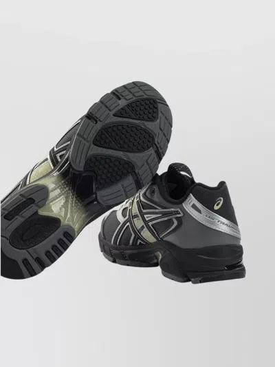 Asics Rounded Toe Sneakers With Grooved Sole And Sleek Finish In Gray