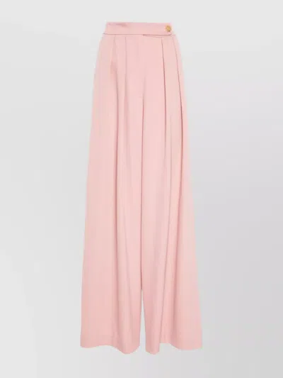 Dries Van Noten High Waist Wide Leg Trousers With Button Detail In Pink