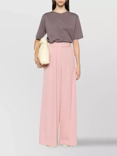 Dries Van Noten High Waist Wide Leg Trousers With Button Detail In Pink