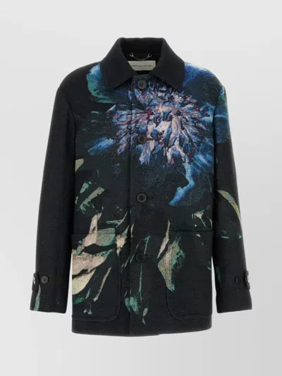 Dries Van Noten Men Embroidered Jacquard Rivne Coat In Multi