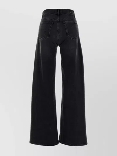 7 For All Mankind Wide-leg Jeans With Belt Loops And Pockets In Black