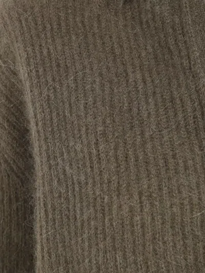 Uma Wang Long Sleeve Ribbed Polo Shirt Design In Brown