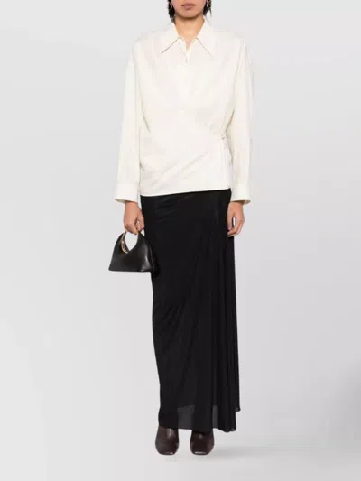 Dries Van Noten High Waist Maxi Skirt With Asymmetric Hem In Silver