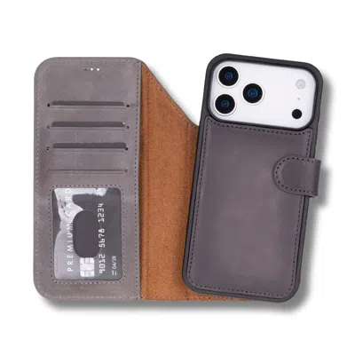 Leathere Grey Leather Iphone Onyedi Pro Max Wallet Case – Gray - Austin In Gray