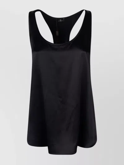 Etro Racerback Satin Top Relaxed Fit In Black