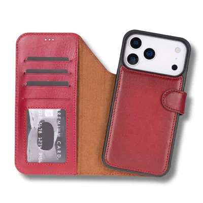 Leathere Leather Iphone Onyedi Pro Wallet Case – Red - Austin In Red