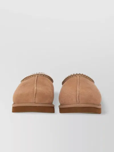 Ugg Round Toe Embroidered Trim Slippers In Animal Print