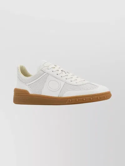 Valentino Garavani Nappa Leather Upvillage Round Toe Sneakers In White