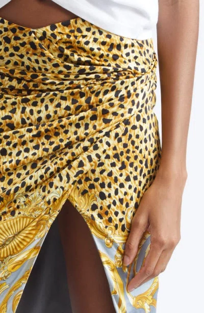 Versace Skirt Cheetah Foulard On Responsible Heavy Viscose Liquid Jersey In Yellow