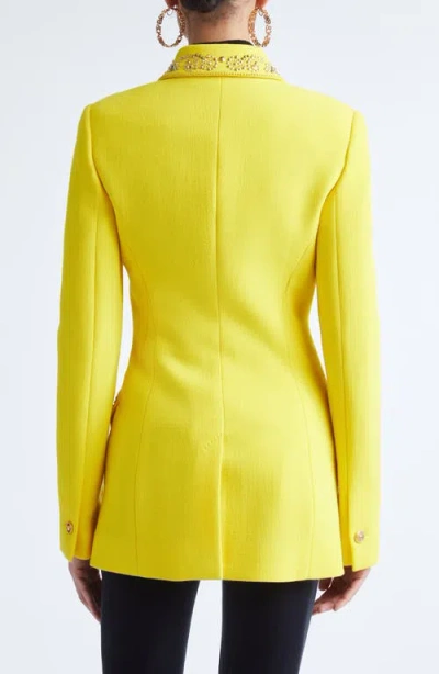 Versace Tailored Wool Crepe Jacket In Yellow