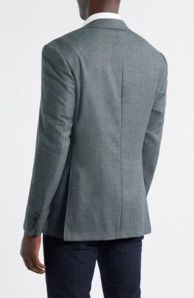 Canali Kei Trim Fit Grey Wool Herringbone Sport Coat In Gray