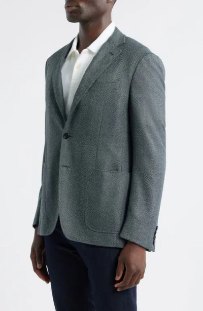 Canali Kei Trim Fit Grey Wool Herringbone Sport Coat In Gray