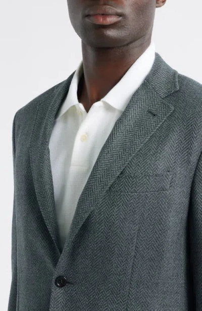 Canali Kei Trim Fit Grey Wool Herringbone Sport Coat In Gray