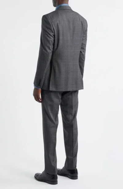 Canali Siena Regular Fit Charcoal Grey Glen Plaid Super 130s Wool Suit In Gray