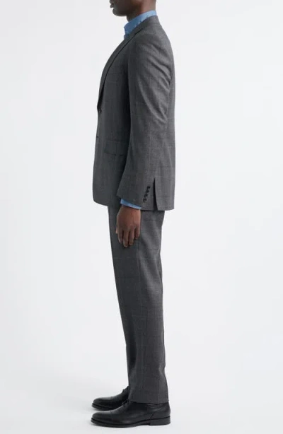 Canali Siena Regular Fit Charcoal Grey Glen Plaid Super 130s Wool Suit In Gray