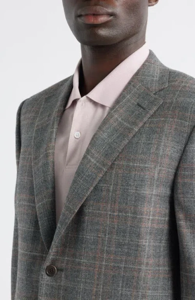 Canali Siena Regular Fit Plaid Wool & Silk Blend Sport Coat In Gray