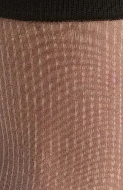 Nordstrom Vertical Stripe Sheer Crew Socks In Black