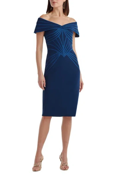 Tadashi Shoji Bos25683m Short Cocktail Evening Dress In Blue