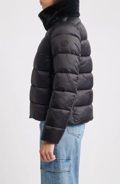 Save The Duck Cosmary Black Down Jacket With Removable Hood And Logo Patch On The Sleeve In Tech Fabric Woman In Black
