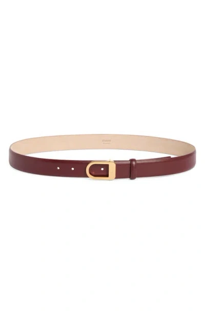 Khaite Smooth Saddle Leather Belt In Burgundy