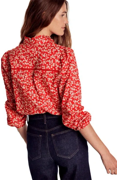 Boden Helena Floral Cotton Button-up Shirt In Red