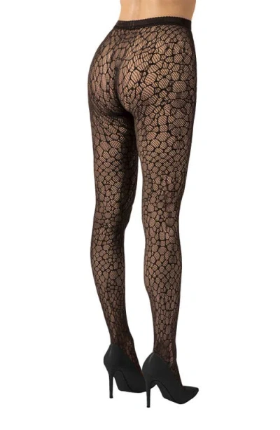 Wolford Reptile-pattern Net Tights In Black