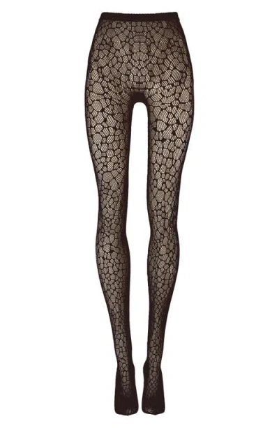 Wolford Reptile-pattern Net Tights In Black