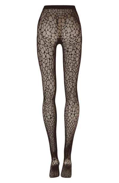 Wolford Reptile-pattern Net Tights In Black