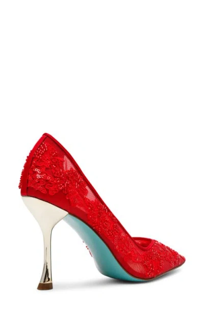 Betsey Johnson Women's Jenii Pointed-toe Mesh Stiletto Pumps In Red