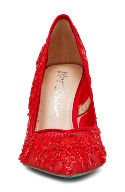Betsey Johnson Women's Jenii Pointed-toe Mesh Stiletto Pumps In Red