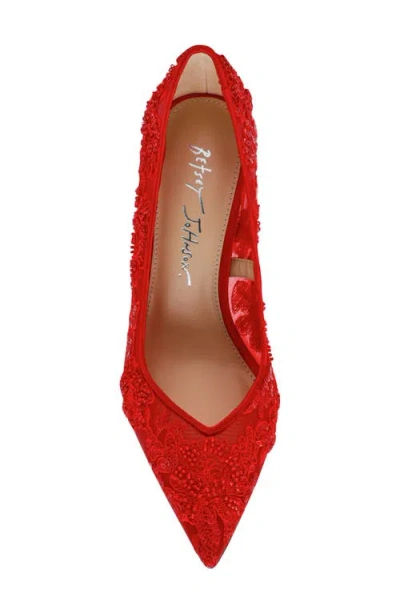Betsey Johnson Women's Jenii Pointed-toe Mesh Stiletto Pumps In Red
