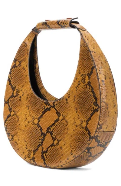 Staud Moon Snakeskin Embossed Leather Top Handle Tote In Multi