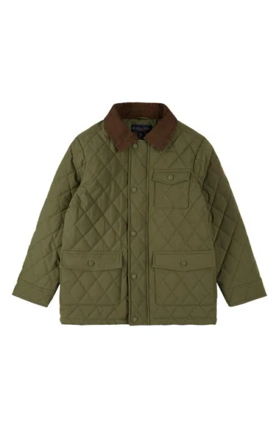 Brooks Brothers Kids' Water Repellent Diamond Quilted Jacket In Green