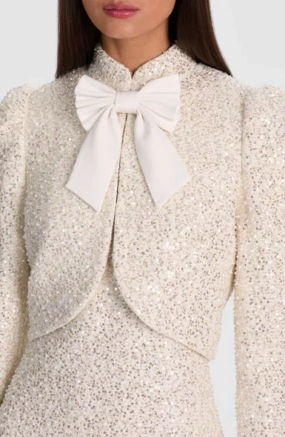 Alice And Olivia Ilaria Embellished Cropped Jacket In White