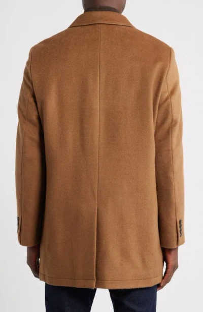 Hart Schaffner Marx Ellington Wool & Cashmere Overcoat With Quilted Faux Suede Bib In Brown