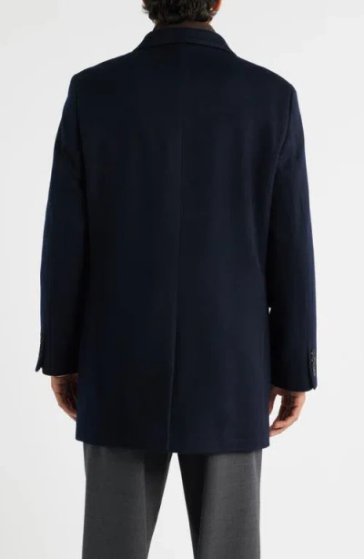 Hart Schaffner Marx Ellington Wool & Cashmere Overcoat With Quilted Faux Suede Bib In Blue