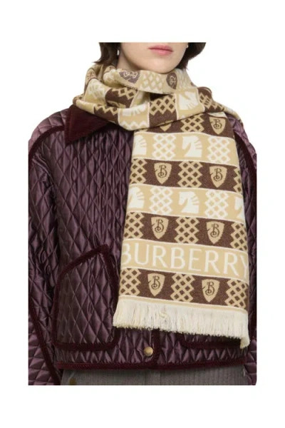 Burberry Chess Fair Isle Wool Scarf In Neutral