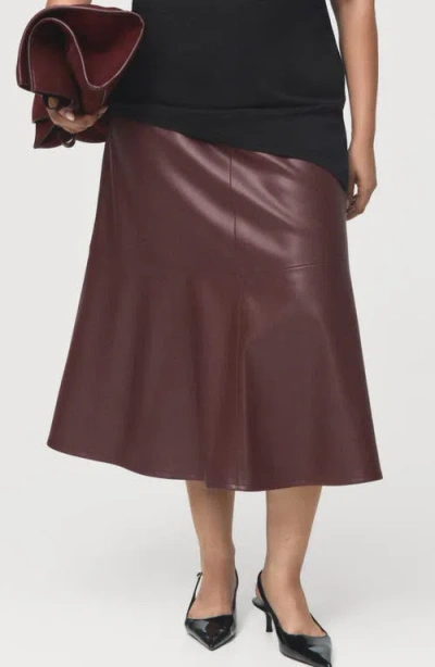 Mango Women's Leather-effect Midi Skirt In Burgundy